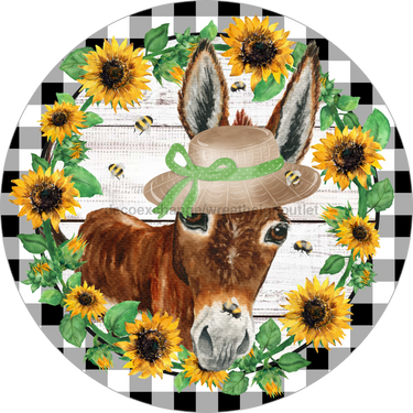 Wreath Sign, Sunflowers Sign, Farm Sign, Donkey Sign, Welcome Sign, Round Sign, DECOE-513, Sign For Wreath, DecoExchange - DecoExchange